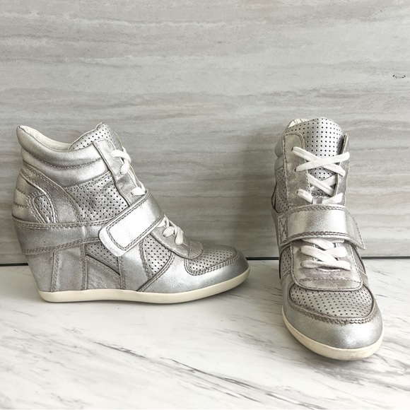 Ash Bowie Metallic Silver Hidden Wedge Sneakers Size 36​ - Picture 5 of 14